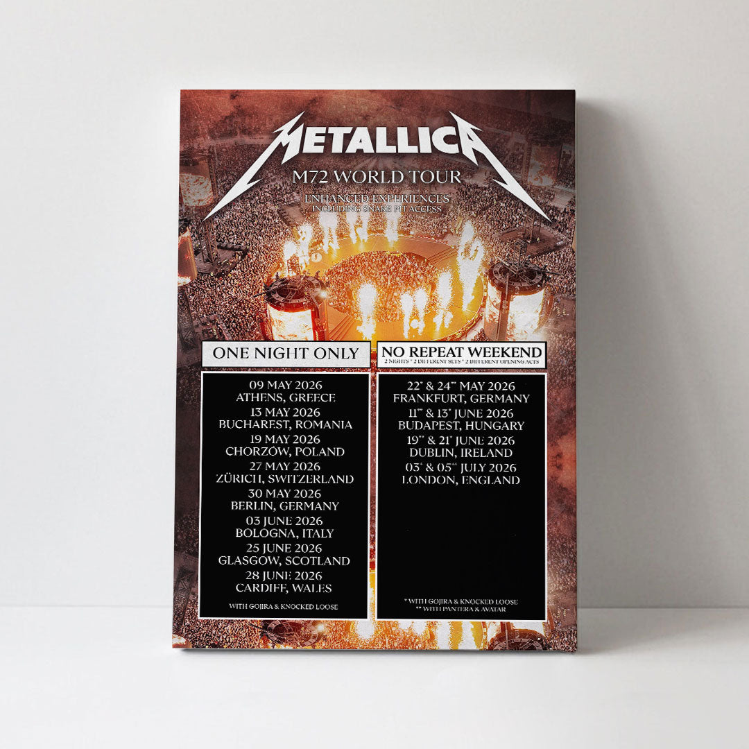 Metallica M72 World Tour 2026 Rectangle Canvas With Inner Frame – GNENEW704
