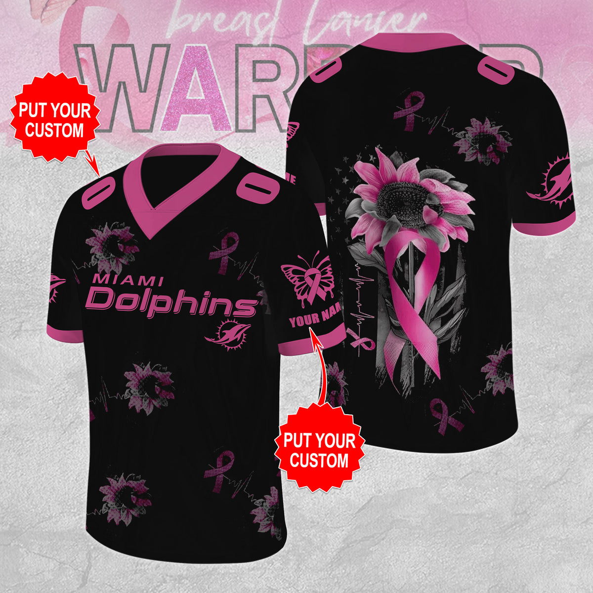 Personalized Miami Dolphins x Breast Cancer Awareness 3D Football Jersey – MAITM12854