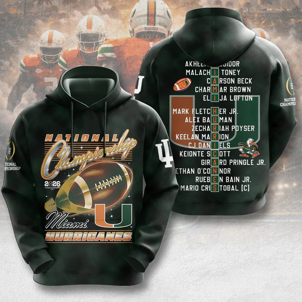 Miami Hurricanes Football 3D Apparel – MAITM14468