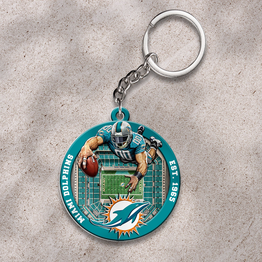 Miami Dolphins Custom Shape 2-sided Keychain – HOATT12700