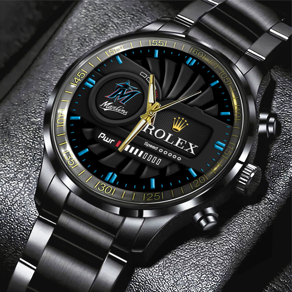 Miami Marlins Black Stainless Steel Watch – MAITM13437
