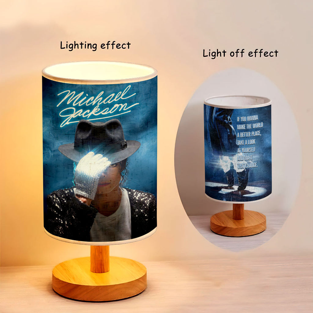 Michael Jackson Wooden Base Fabric Lamp – HOATT18356