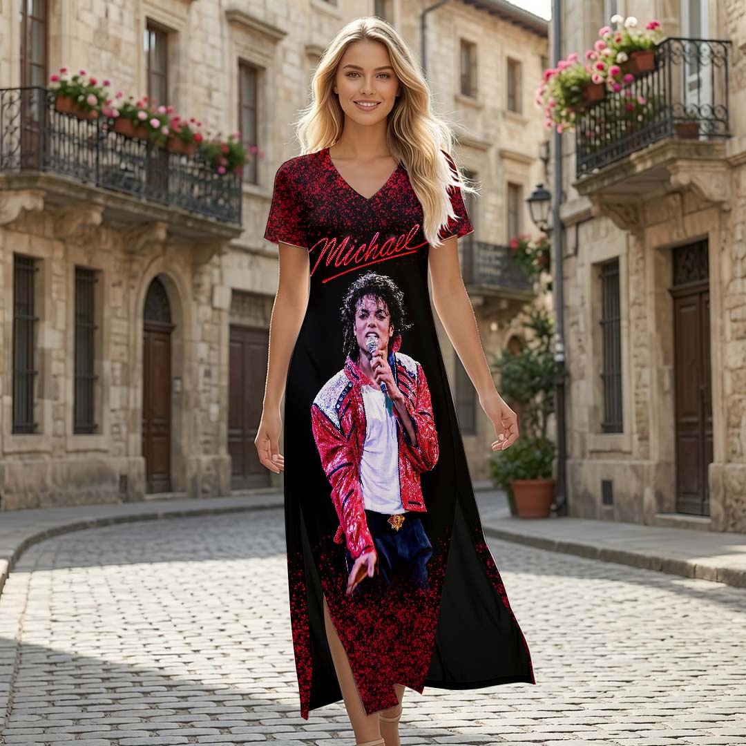 Michael Jackson Short Sleeve Maxi Dress – HOATT19863