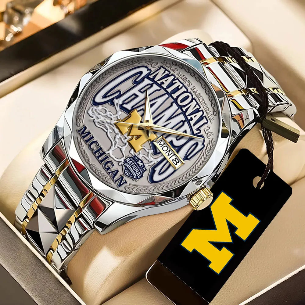 Michigan Wolverines 2026 Men's Basketball National Champions Alloy Luxury Quartz Watch – TANTN22352