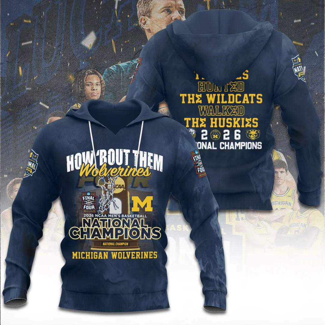 Michigan Wolverines 2026 Men's Basketball National Champions 3D Apparel – TANTN22285