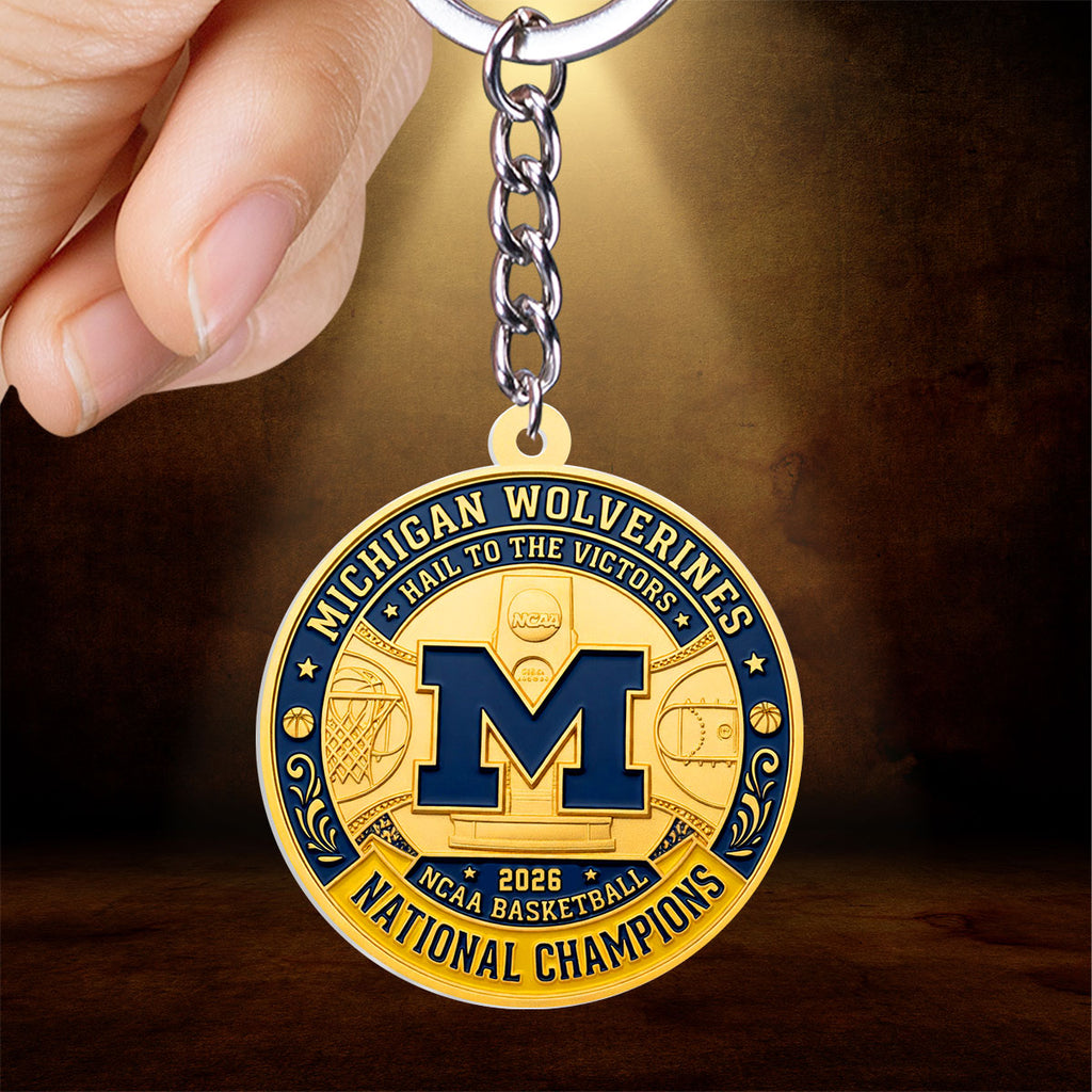 Michigan Wolverines 2026 Men's Basketball National Champions Custom Shape 2-sided Keychain – HOATT17382