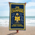 Michigan Wolverines 2026 Men's Basketball National Champions Rectangle Beach Towel – HOATT17350