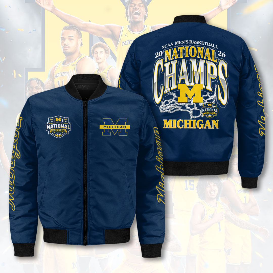Michigan Wolverines 2026 Men's Basketball National Champions 3D Bomber Jacket – HOATT17337
