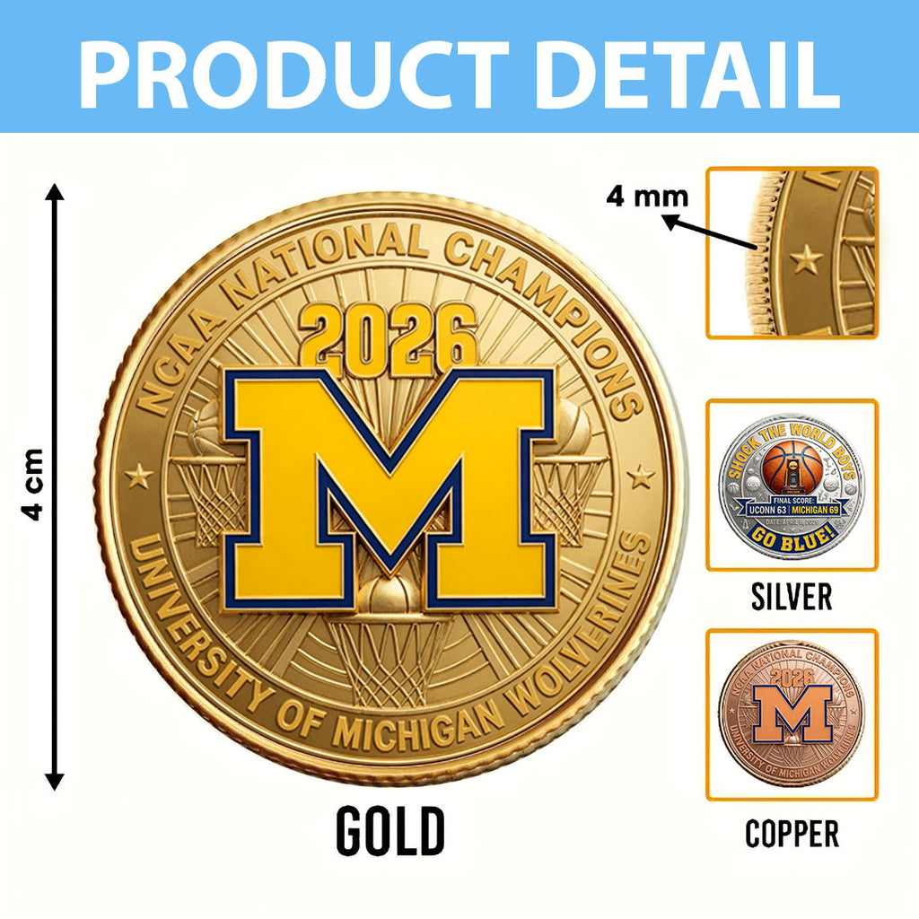 Michigan Wolverines 2026 Men's Basketball National Champions Commemorative Coin – HOATT17509