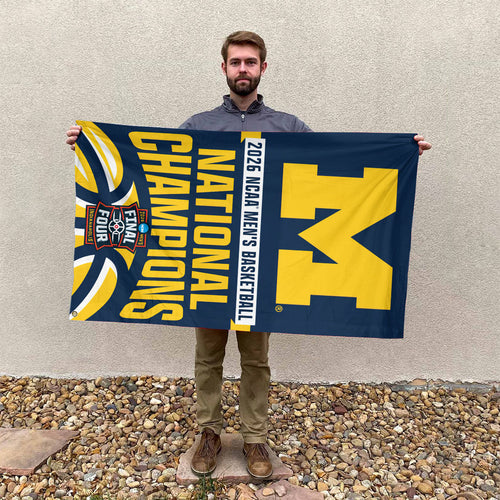 Michigan Wolverines 2026 Men's Basketball National Champions 3D Double-side House Flag – HOATT17318