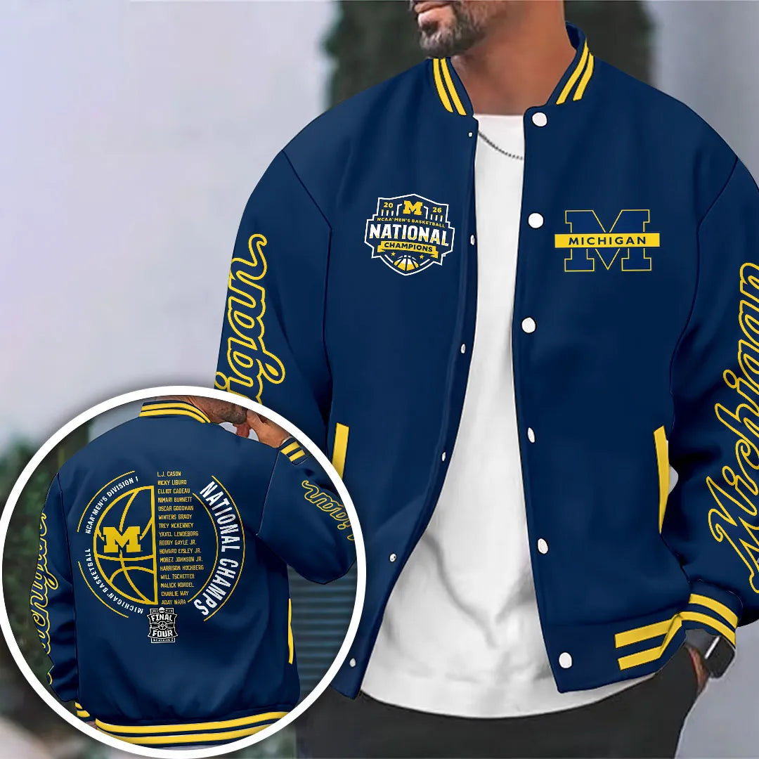 Michigan Wolverines 2026 Men's Basketball National Champions Varsity Jacket – HOATT17335