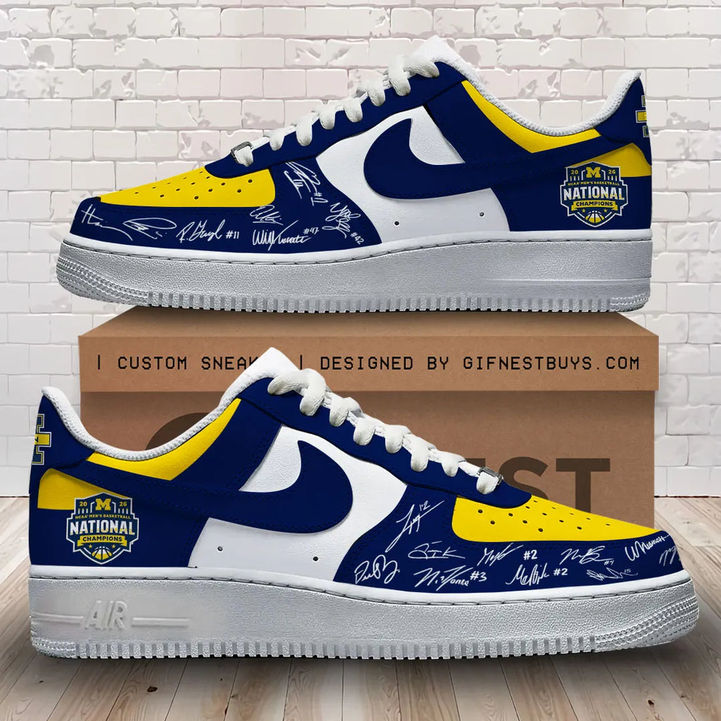 Michigan Wolverines 2026 NCAA Men's Basketball National Champs AF1 Sneaker – TMTHU5119