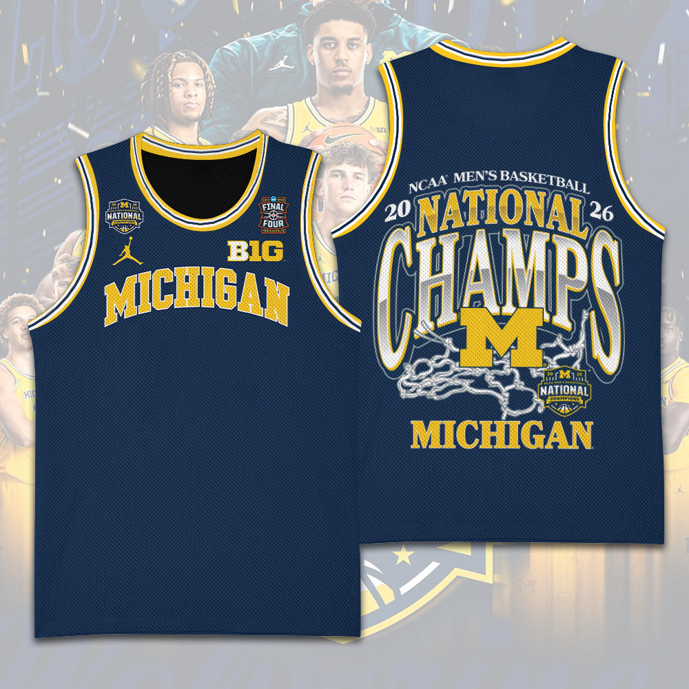 Michigan Wolverines 2026 Men's Basketball National Champions Basketball Jersey – TANTN22326