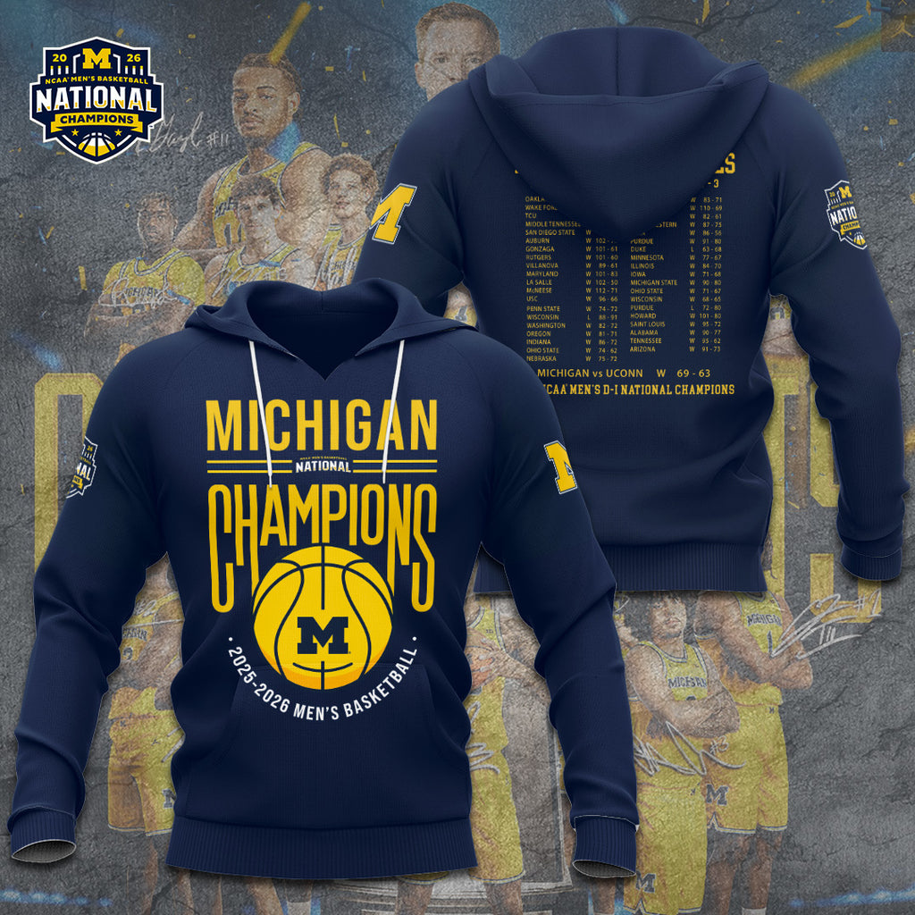 Michigan Wolverines 2026 Men's Basketball National Champions 3D Apparel – GNE5997