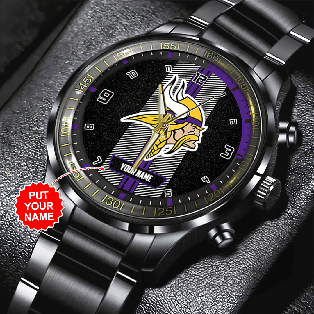 Personalized Minnesota Vikings Black Stainless Steel Watch – TANTN16019