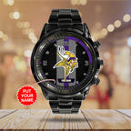 Personalized Minnesota Vikings Black Stainless Steel Watch – TANTN16019