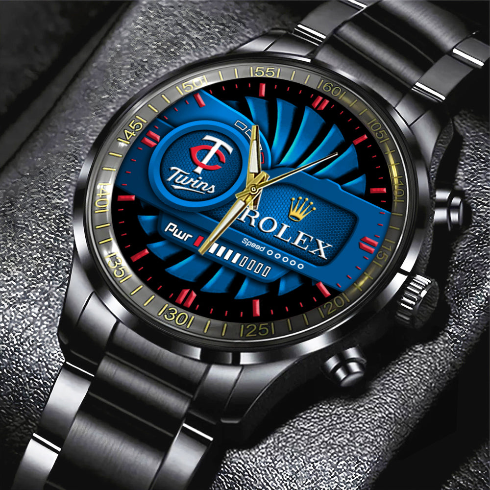 Minnesota Twins Black Stainless Steel Watch – MAITM13439