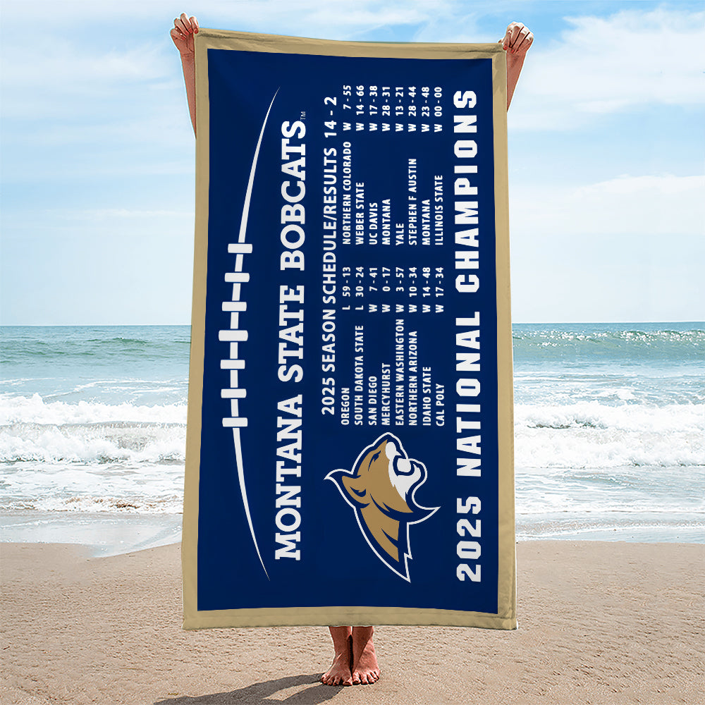 Montana State Bobcats Football 2025 National Champions Rectangle Beach Towel – MAITM15084