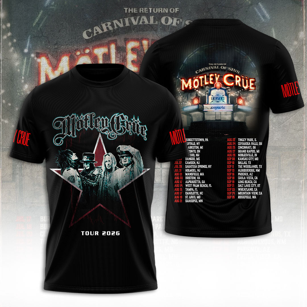 Mötley Crüe Tour 2026 3D Apparel – TANTN24442