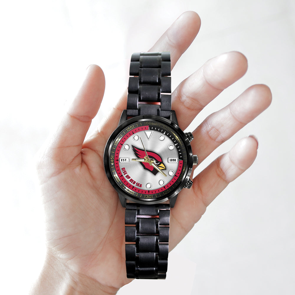 Arizona Cardinals Black Stainless Steel Watch – HOATT12932