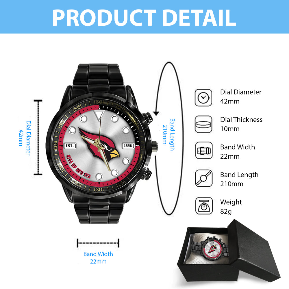 Arizona Cardinals Black Stainless Steel Watch – HOATT12932