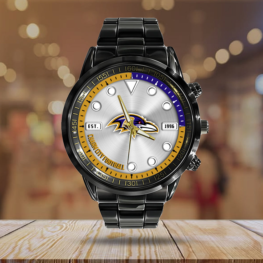 Baltimore Ravens Black Stainless Steel Watch – HOATT12934