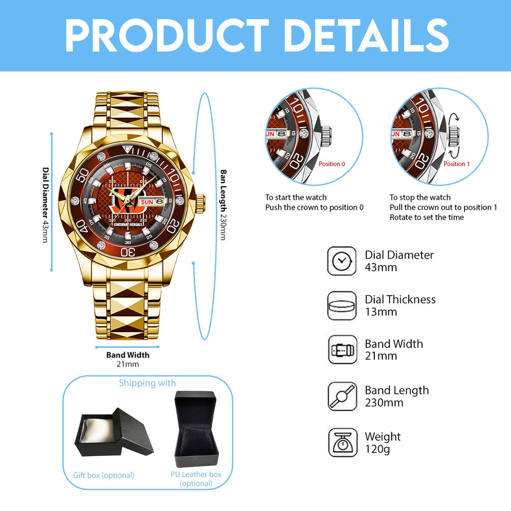 Cincinnati Bengals Alloy Luxury Quartz Watch – TMTHU914