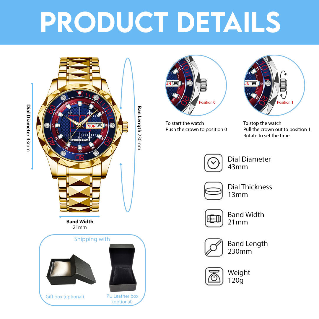 New York Giants Alloy Luxury Quartz Watch – TMTHU926