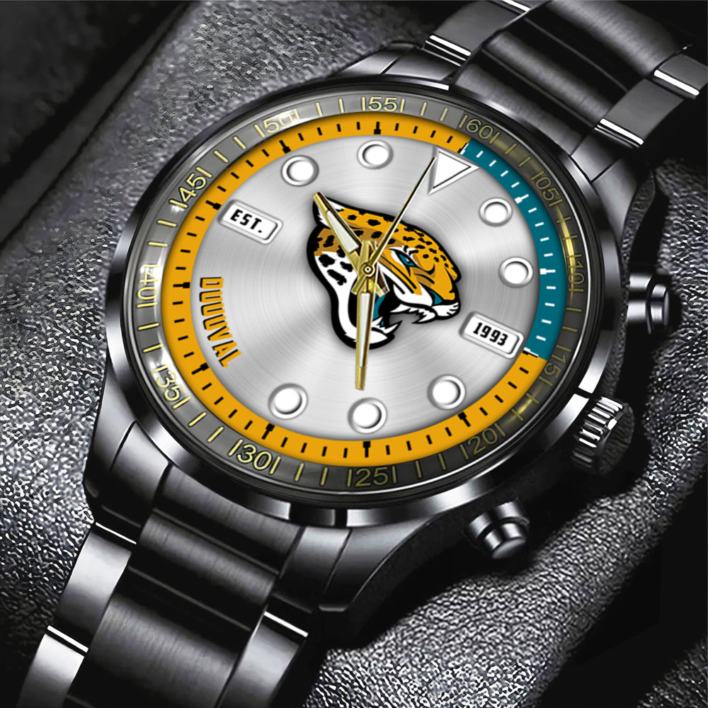 Jacksonville Jaguars Black Stainless Steel Watch – HOATT12946