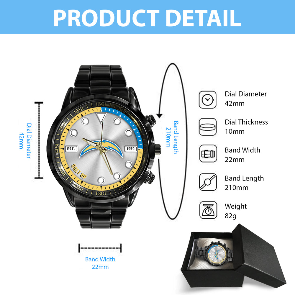 Los Angeles Chargers Black Stainless Steel Watch – HOATT12949