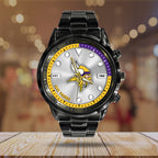 Minnesota Vikings Black Stainless Steel Watch – HOATT12952