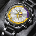 Minnesota Vikings Black Stainless Steel Watch – HOATT12952