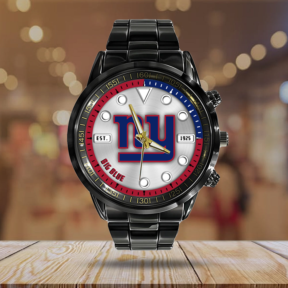 New York Giants Black Stainless Steel Watch – HOATT12955