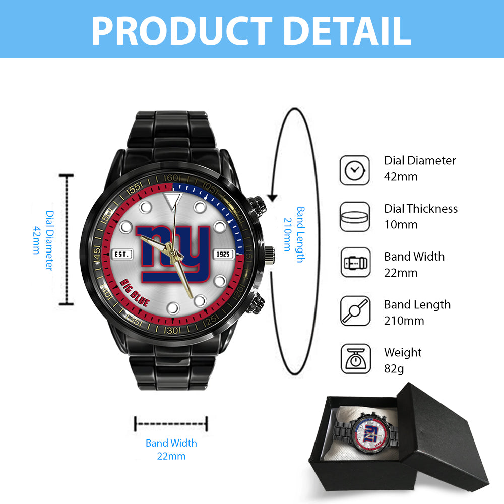 New York Giants Black Stainless Steel Watch – HOATT12955