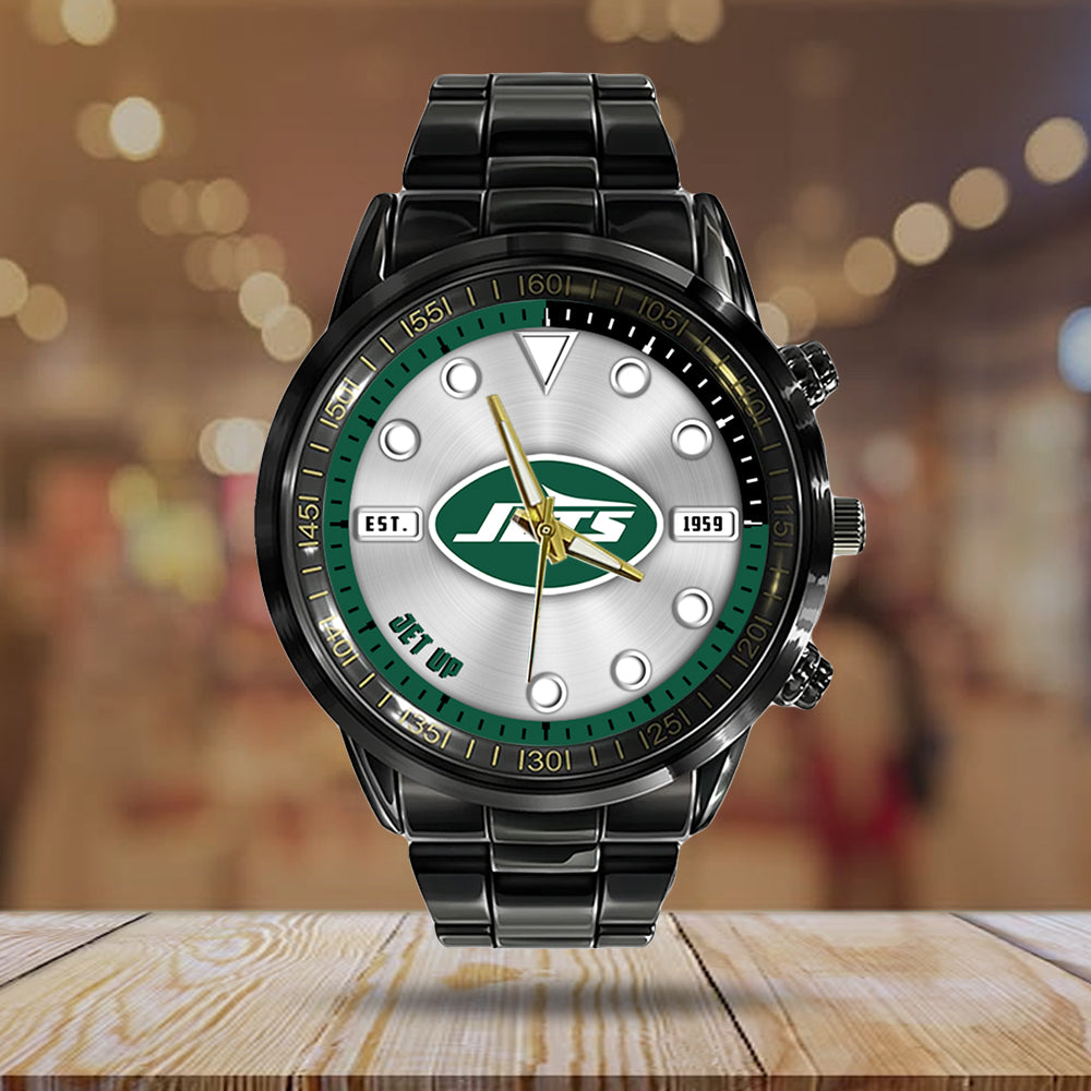 New York Jets Black Stainless Steel Watch – HOATT12956