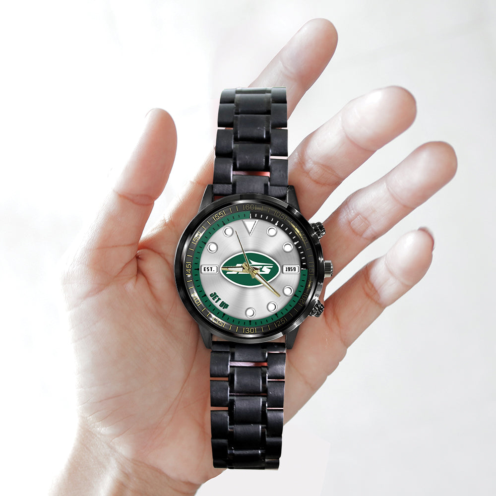 New York Jets Black Stainless Steel Watch – HOATT12956