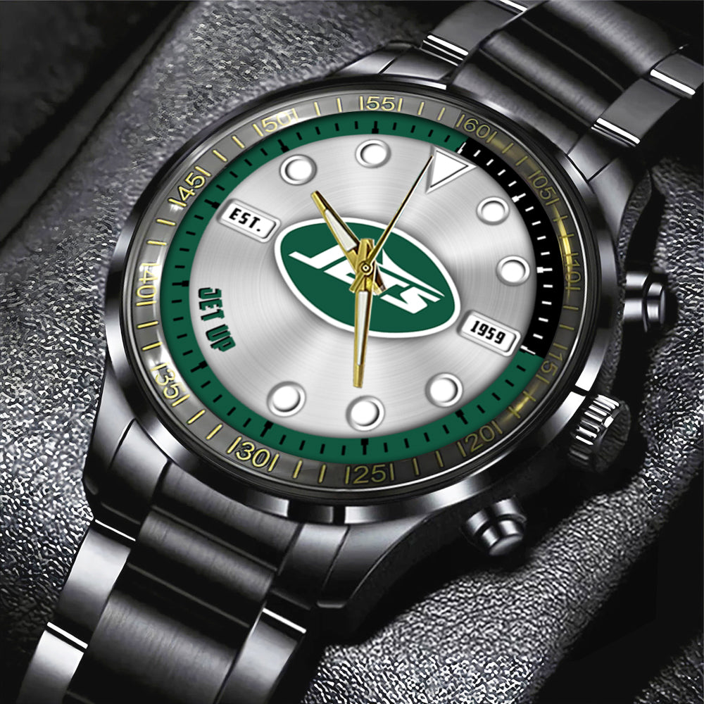 New York Jets Black Stainless Steel Watch – HOATT12956