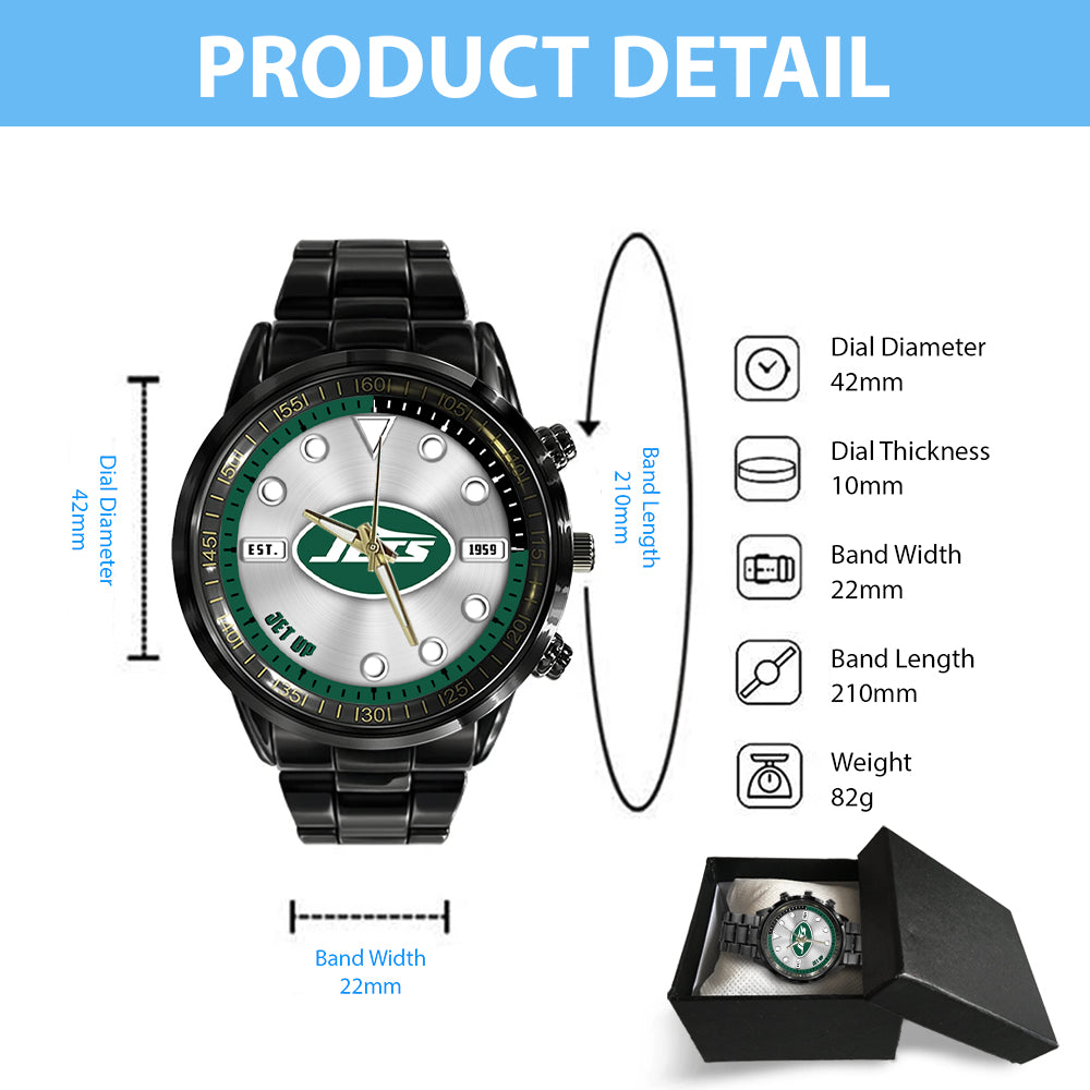 New York Jets Black Stainless Steel Watch – HOATT12956