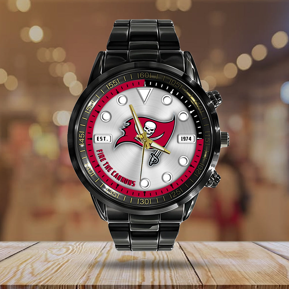 Tampa Bay Buccaneers Black Stainless Steel Watch – HOATT12961