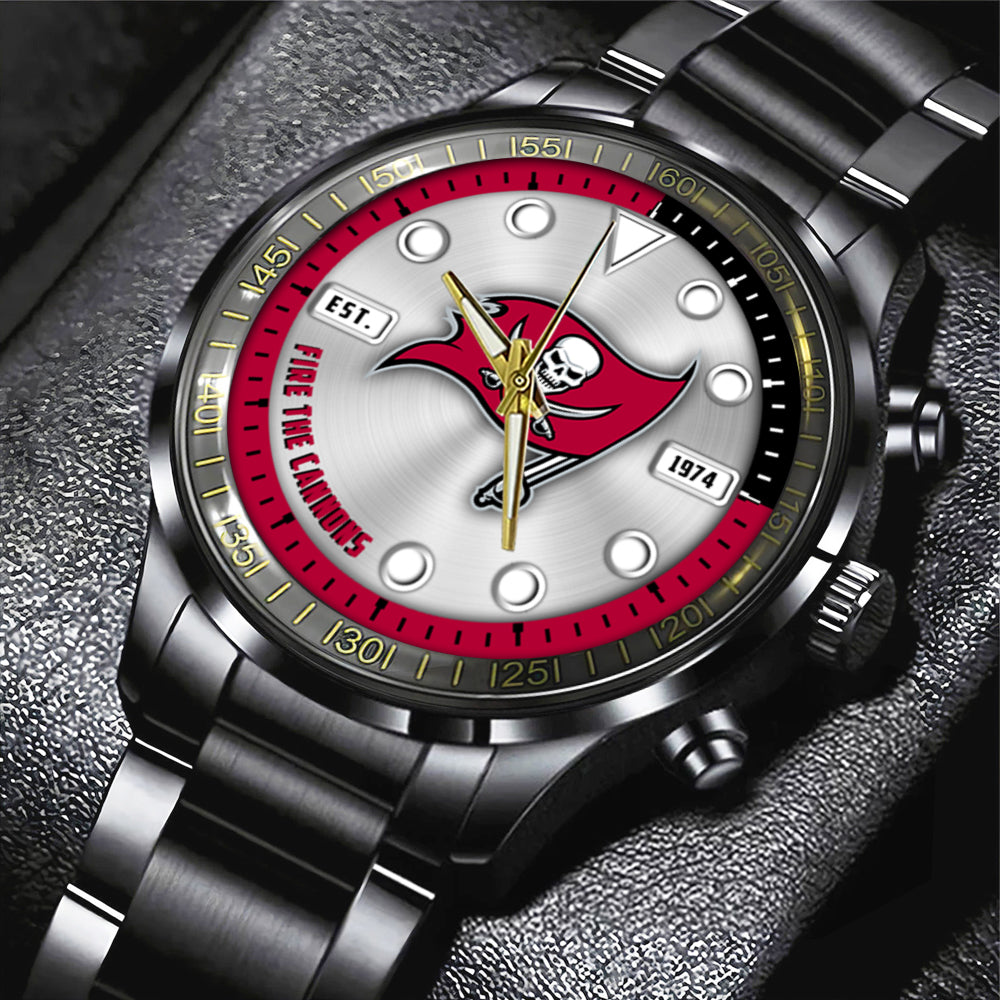 Tampa Bay Buccaneers Black Stainless Steel Watch – HOATT12961