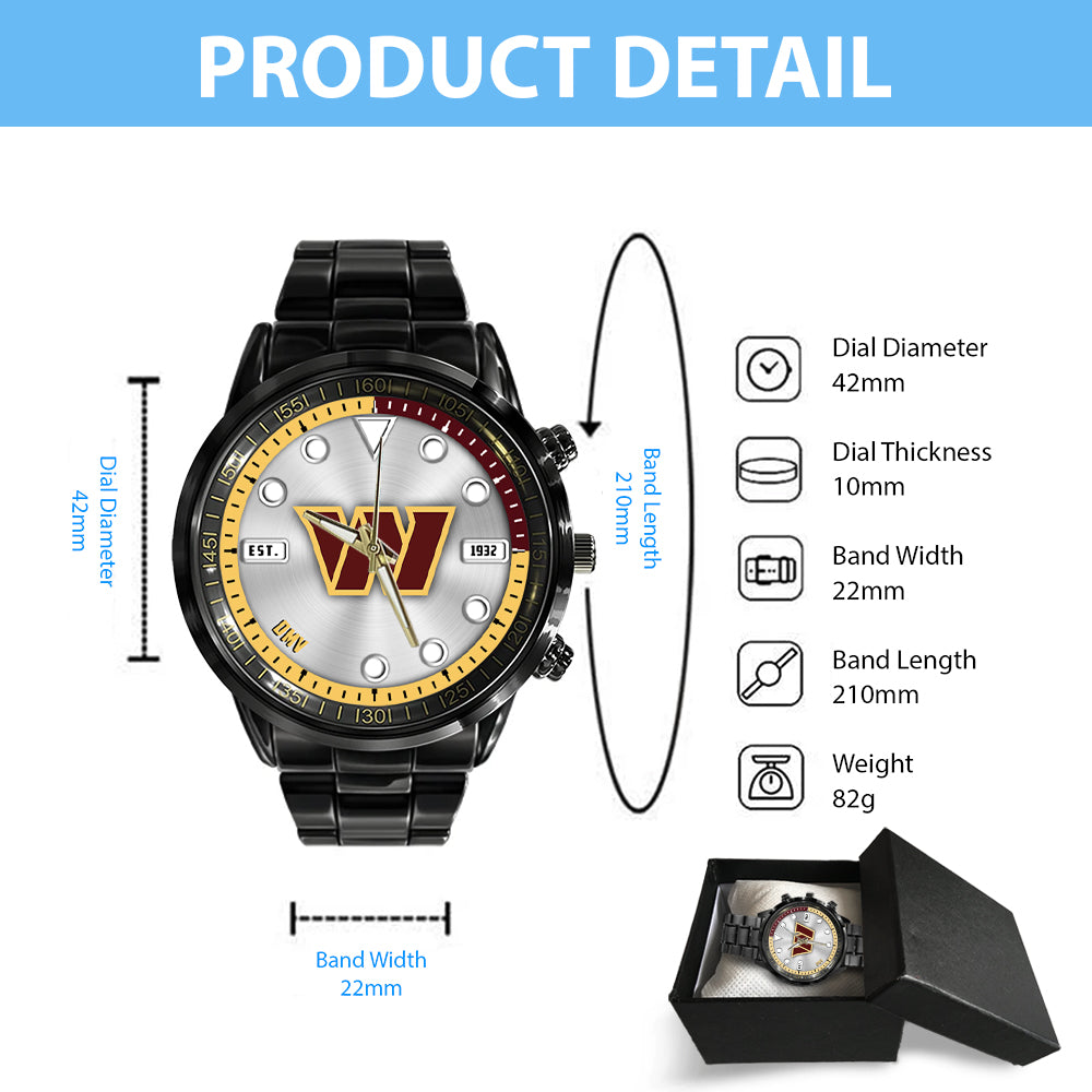 Washington Commanders Black Stainless Steel Watch – HOATT12963