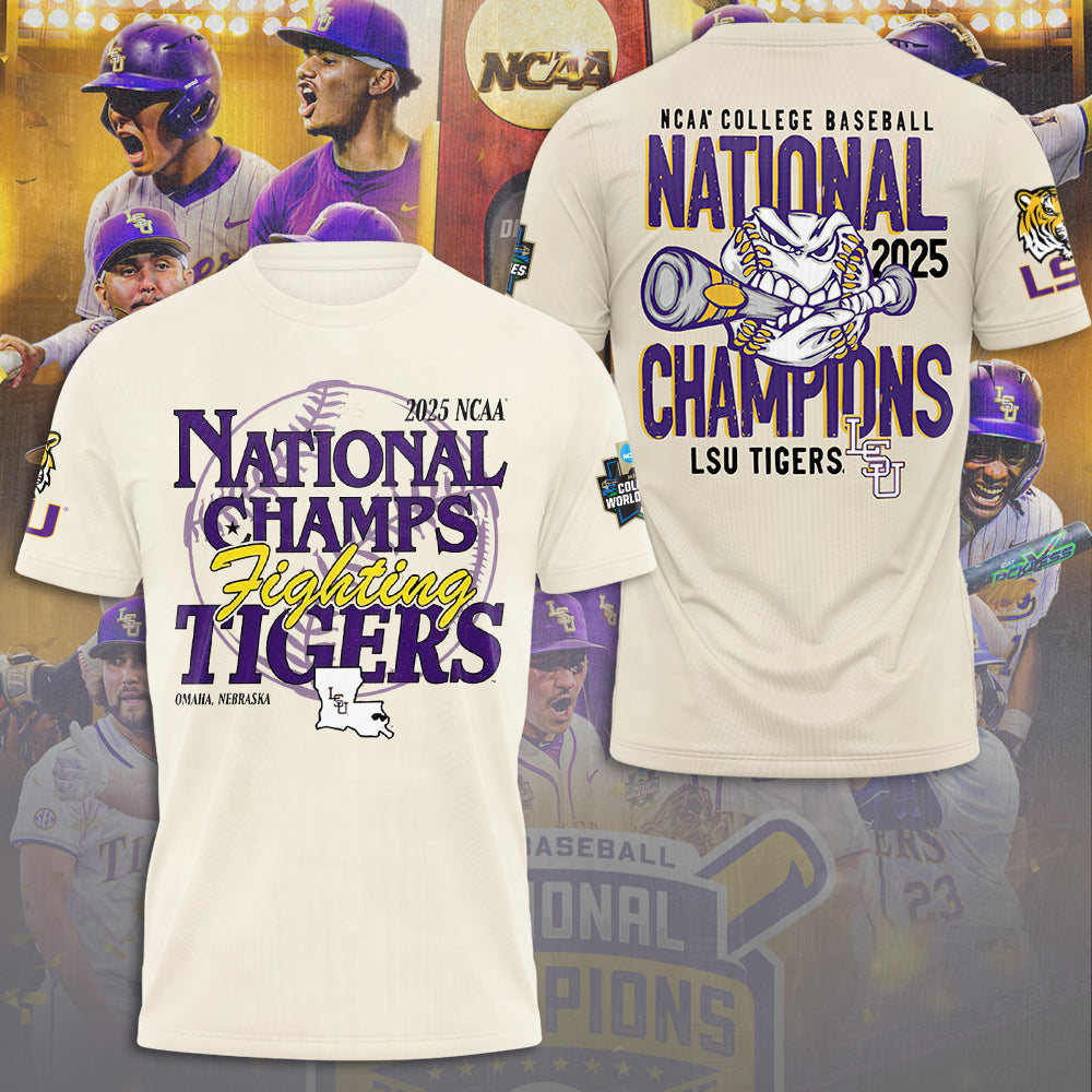 LSU Tigers Baseball 2025 National Champions 3D Apparel – NGHIAVT 2865