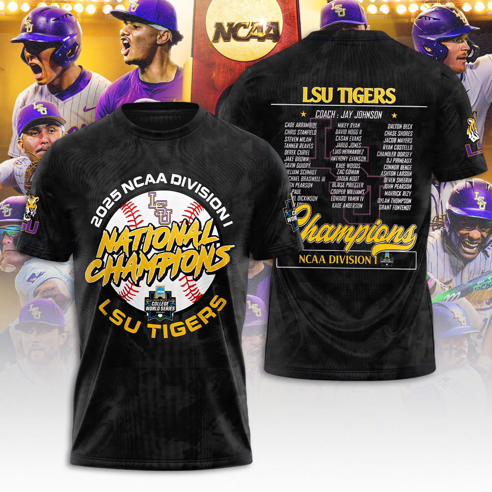LSU Tigers Baseball 2025 National Champions 3D Apparel – NGHIAVT 2877