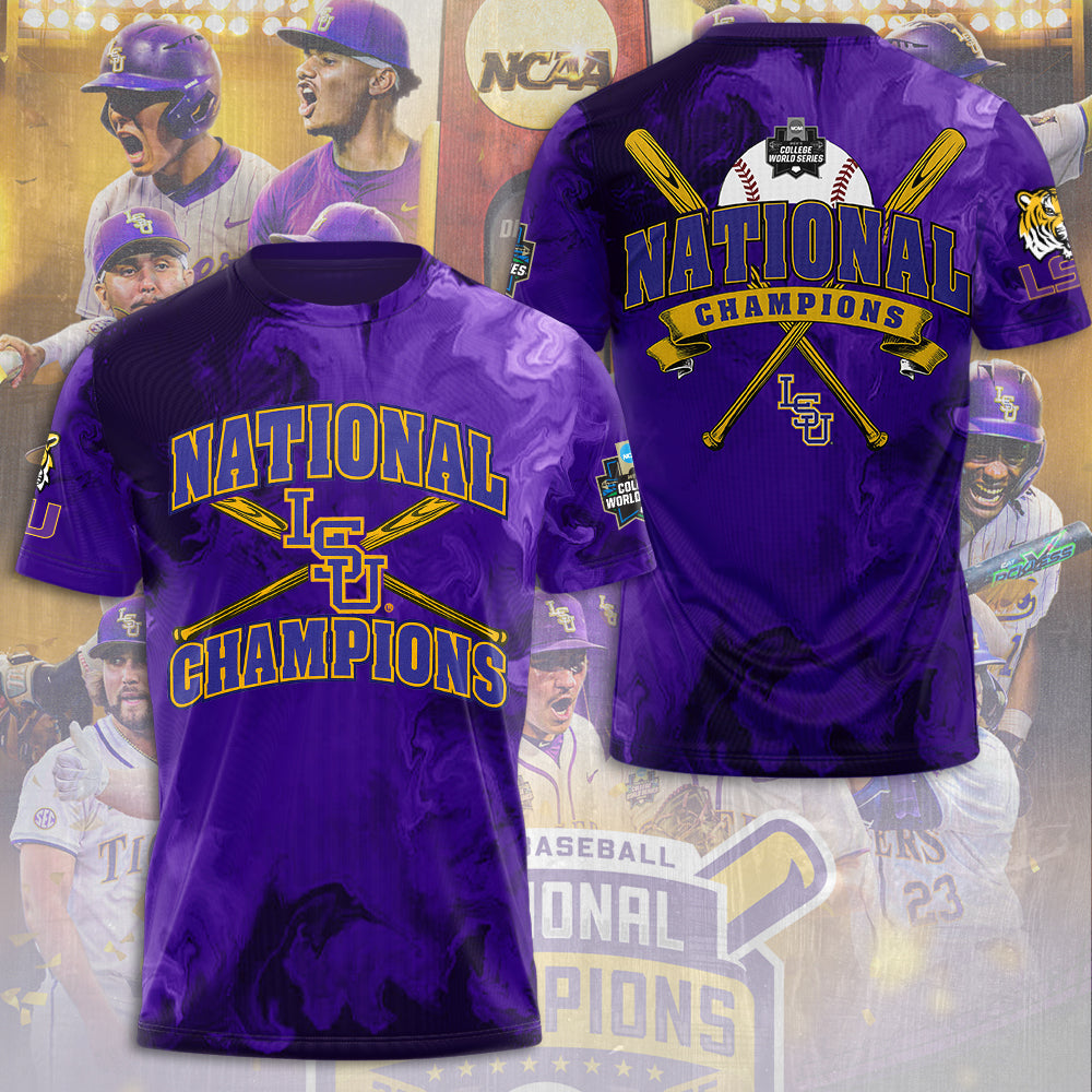 LSU Tigers Baseball 2025 National Champions 3D Apparel – NGHIAVT 2889