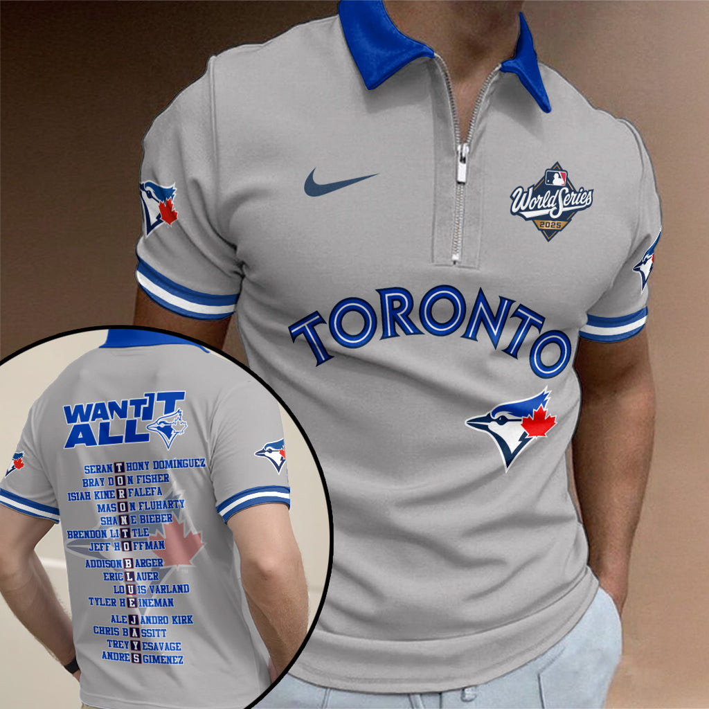 Toronto Blue Jays Zip Polo Shirt – NGHIAVT5802