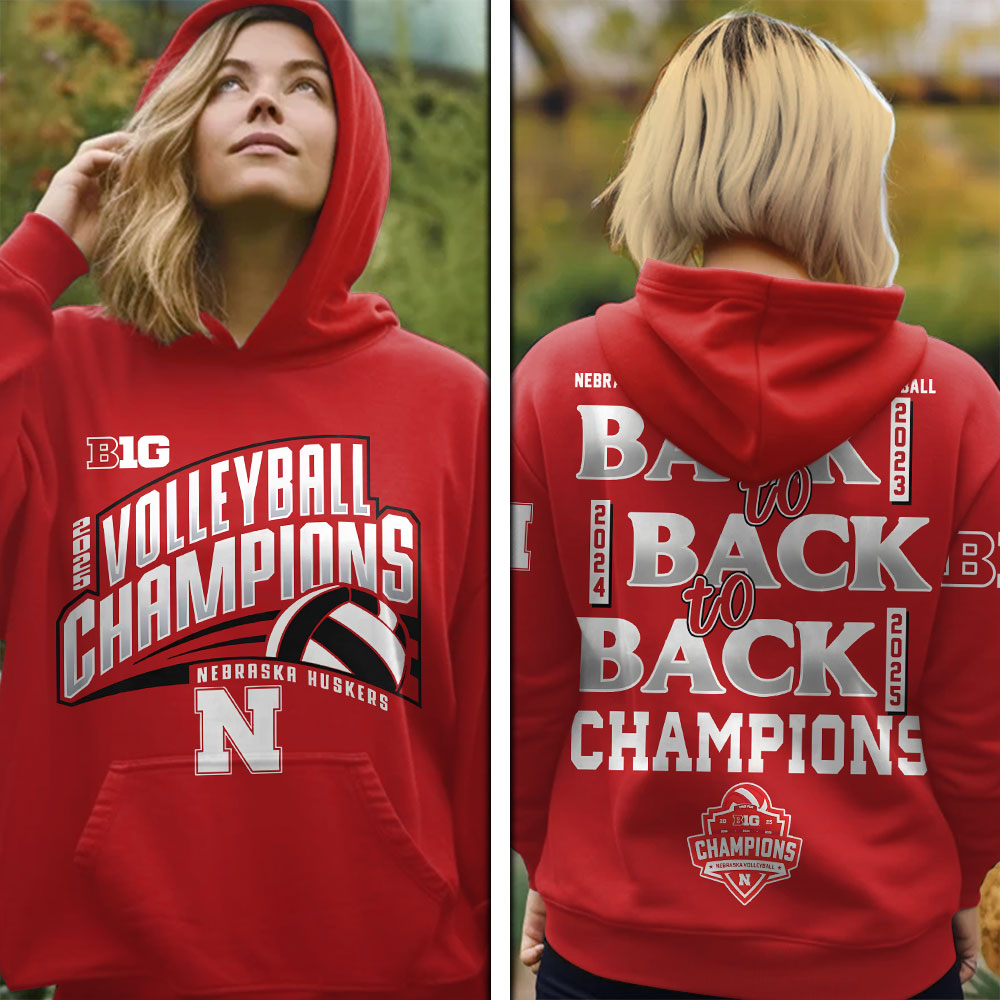 Nebraska Cornhuskers Women's Volleyball 2025 Big Ten Champions 3D Apparel – MAITM13874