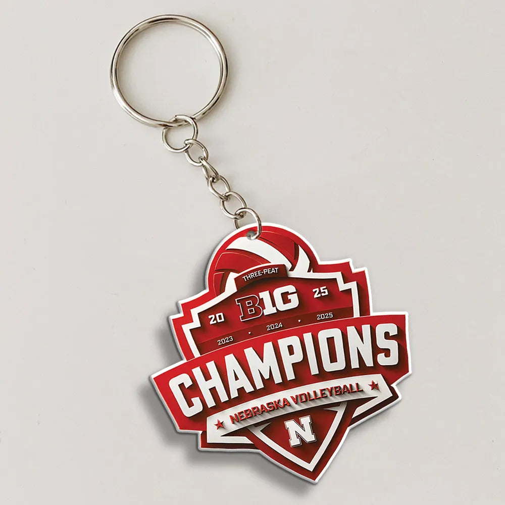 Nebraska Cornhuskers Women's Volleyball 2025 Big Ten Champions Custom Shape 2-sided Keychain – MAITM13877