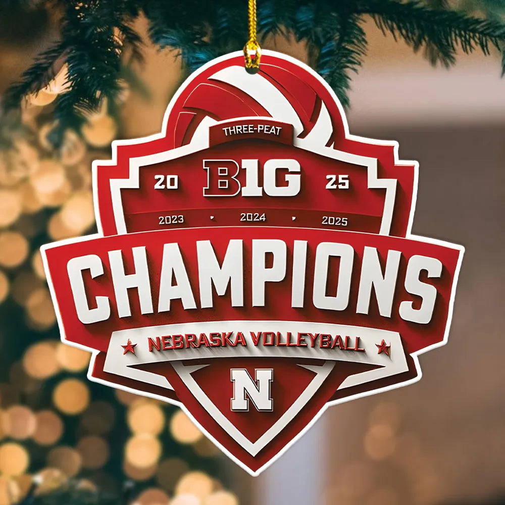 Nebraska Cornhuskers Women's Volleyball 2025 Big Ten Champions Custom Shape 2-sided Acrylic Ornament – MAITM13876