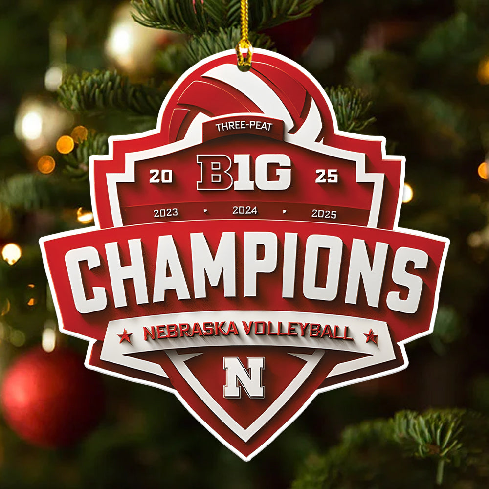 Nebraska Cornhuskers Women's Volleyball 2025 Big Ten Champions Custom Shape 2-sided Acrylic Ornament – MAITM13876