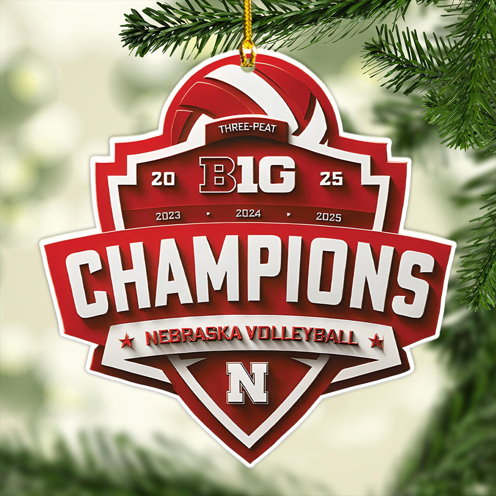Nebraska Cornhuskers Women's Volleyball 2025 Big Ten Champions Custom Shape 2-sided Acrylic Ornament – MAITM13876